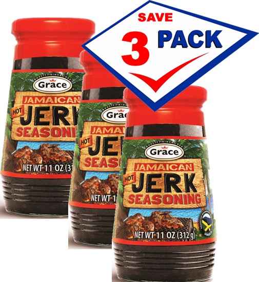 Grace Jamaican  Jerk Seasoning Hot 10 oz Pack of 3